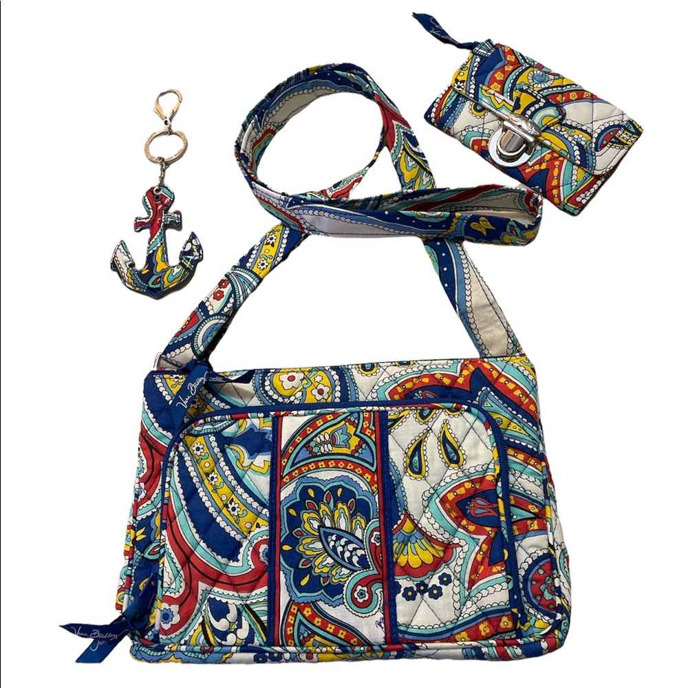 VB Marine Paisley Crossbody, ID Case & Anchor Keychain/Charm
